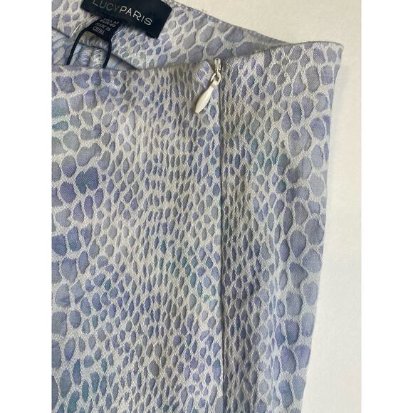 NWT Lucy Paris Light Blue Periwinkle Raised Snake Print Pants Size Medium - Picture 6 of 9